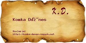 Komka Dénes névjegykártya